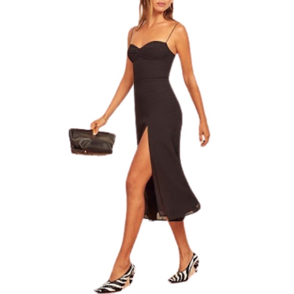 NEW Reformation Juliette Dress Black 8 - Picture 16 of 17